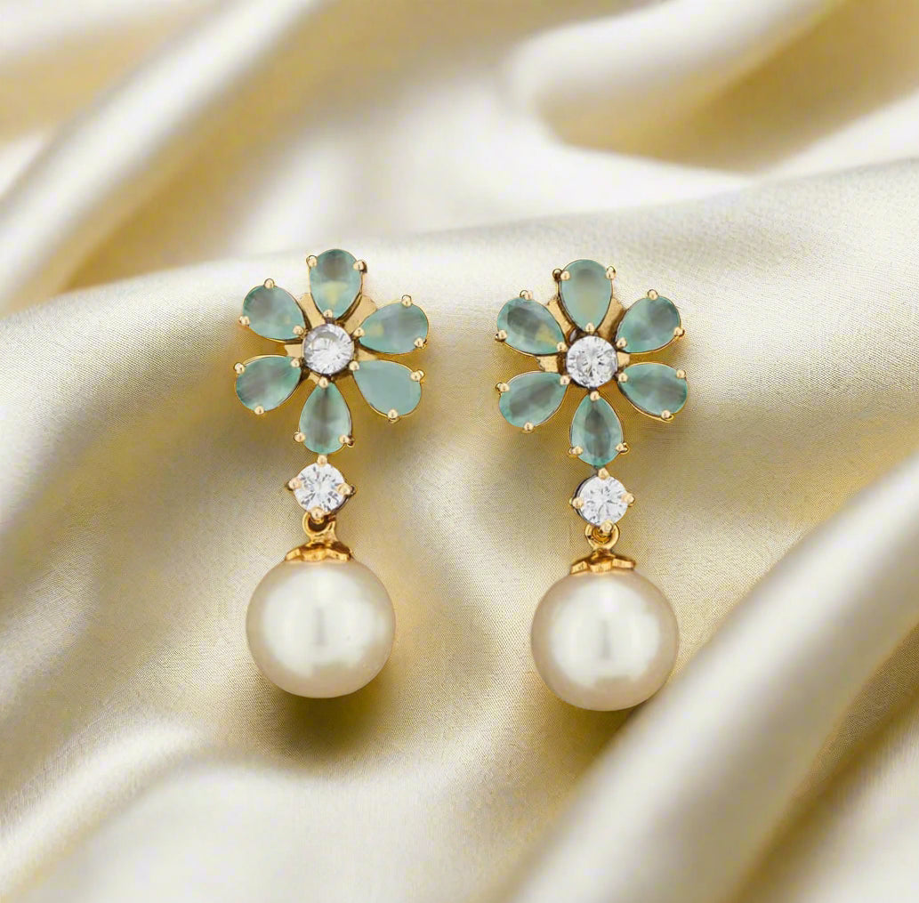 American Diamond Short Earring with black plating