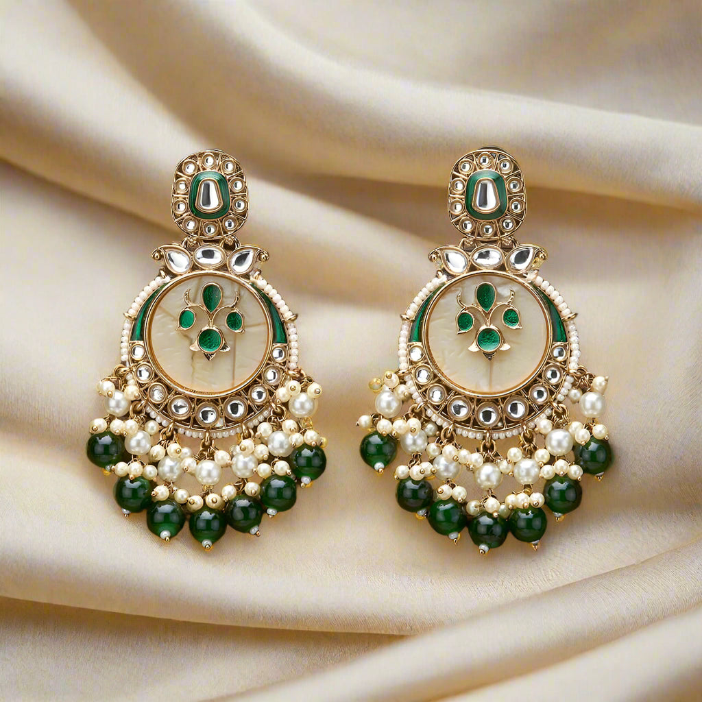 Indo Western Chand Earring With Mehndi Plating