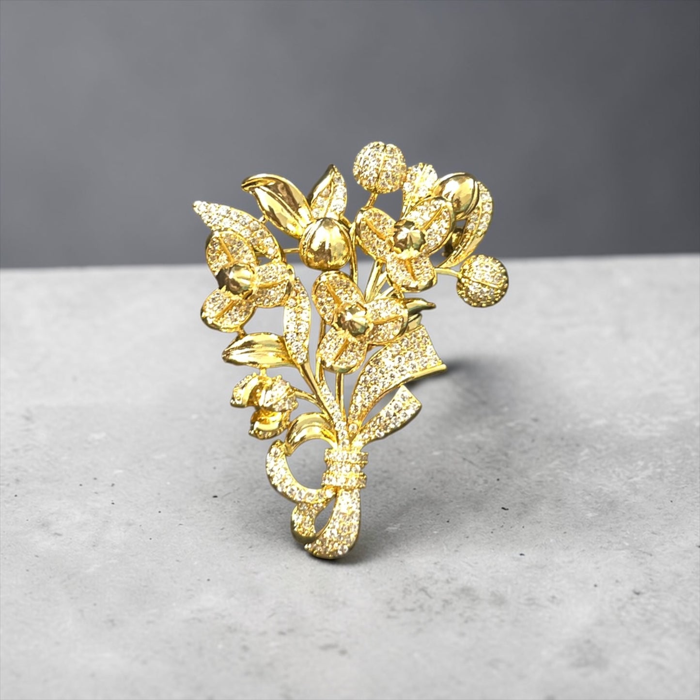 Gold Floral Western Brooch
