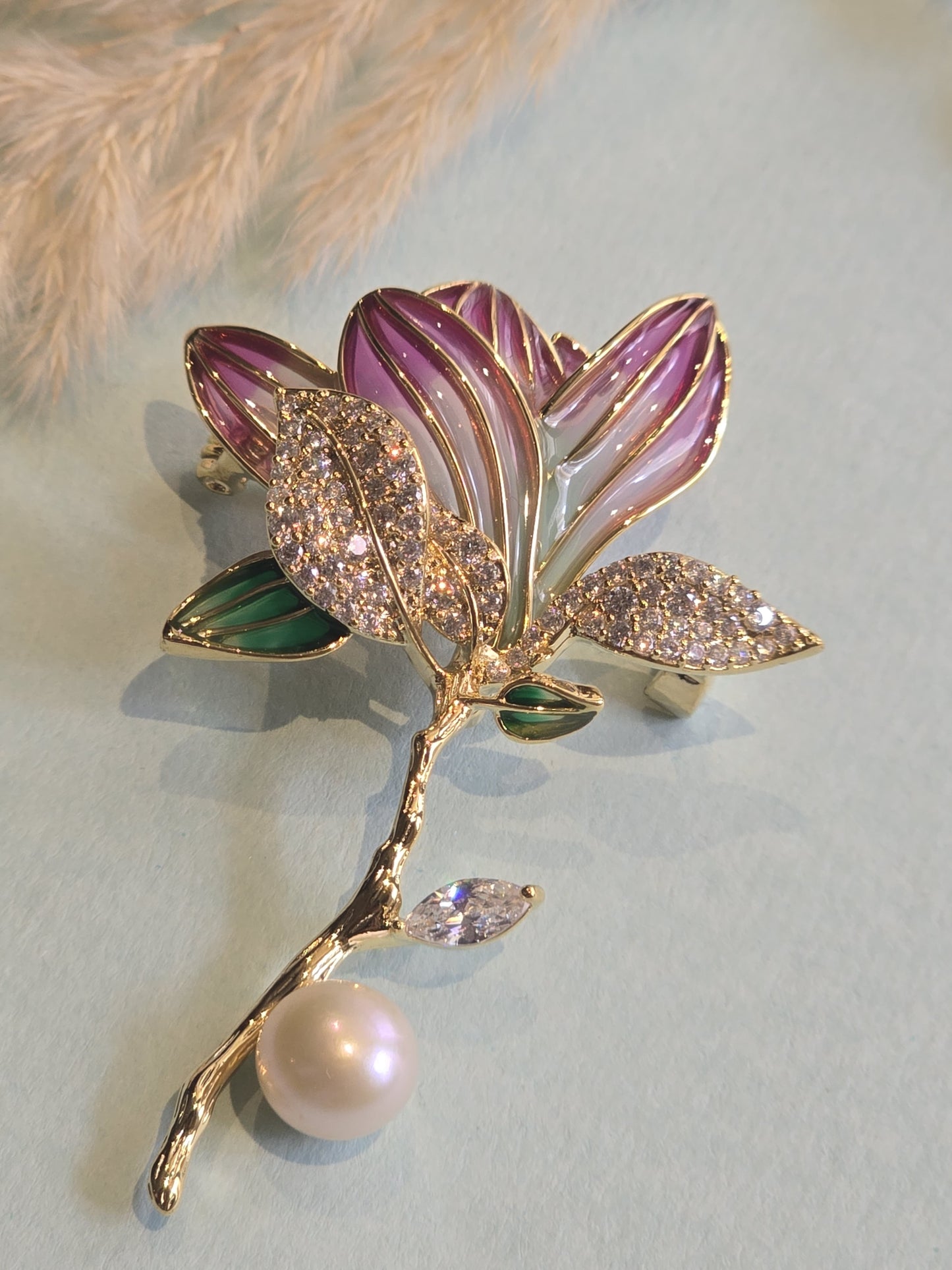 PINK FLOWER WESTERN BROOCH