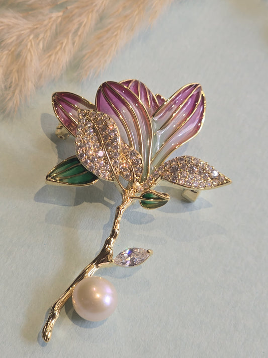 PINK FLOWER WESTERN BROOCH