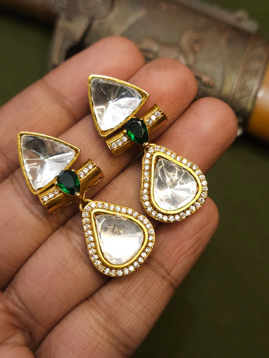 KUNDAN POLKI DROP- GREEN