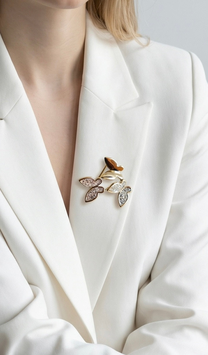 Three Butterflies Western Brooch