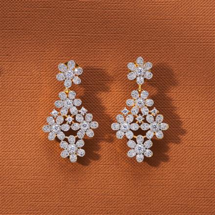 American Diamond Short Earring With 2 Tone Rhodium Plating