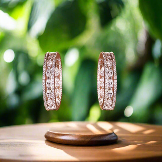 Cubic Zirconia Classic Bali With Rhodium Plating