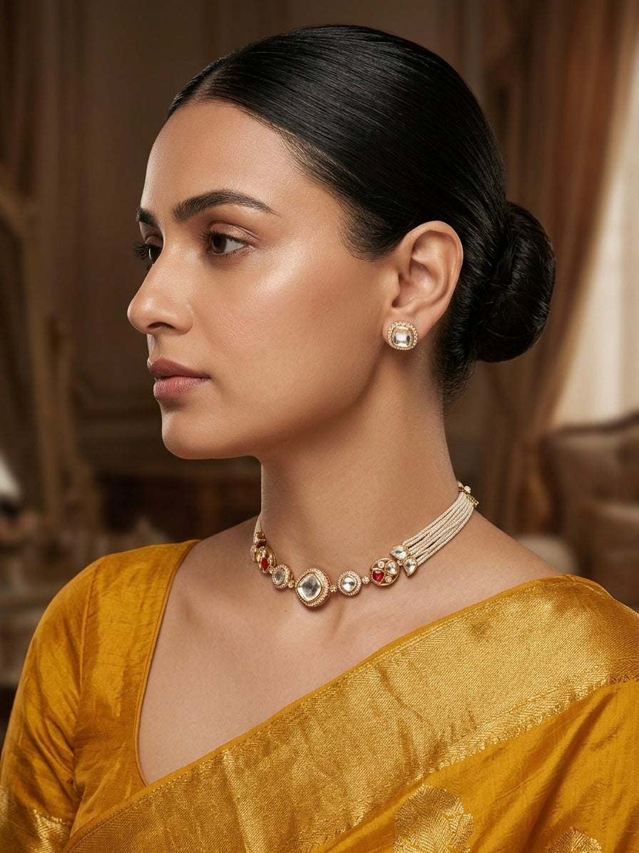 Ruhani Kundan Pearl Choker