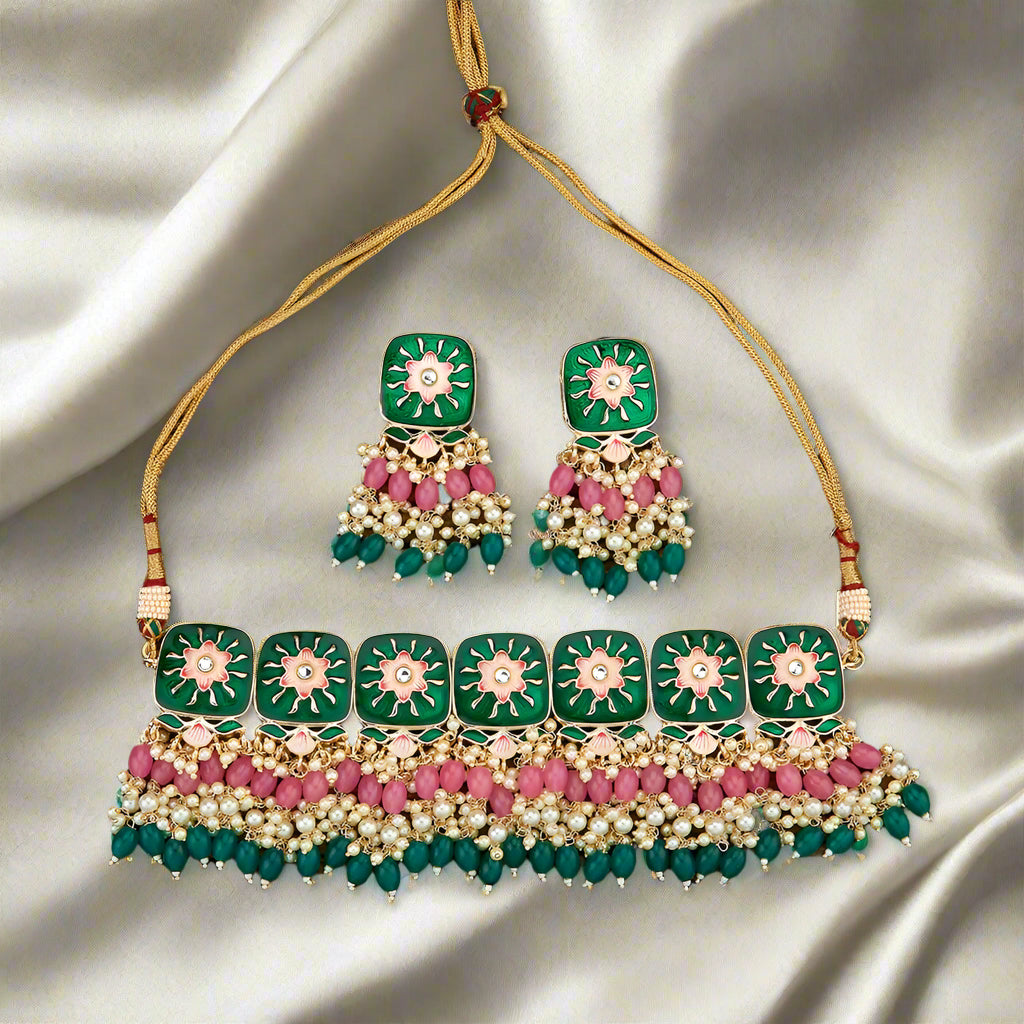 Amara- Indo Western Meenakari Necklace