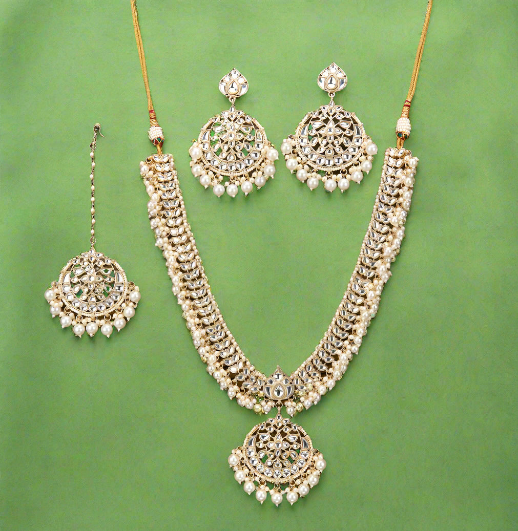 The Heritage Twist Indo western Pearl Necklace With Gold Plating