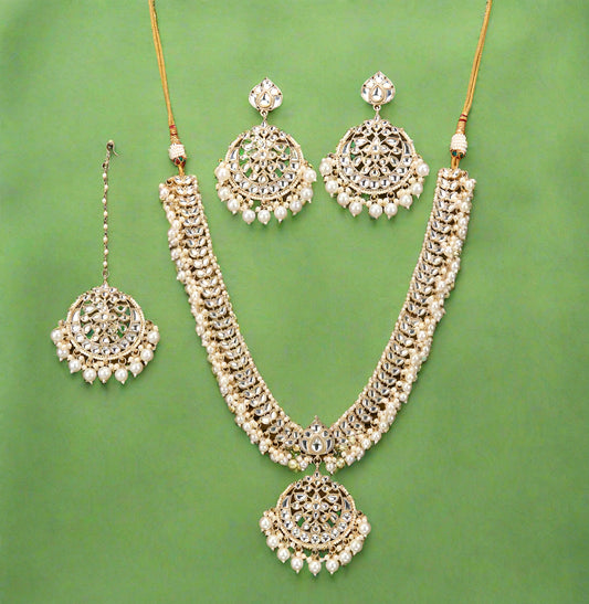 The Heritage Twist Indo western Pearl Necklace With Gold Plating