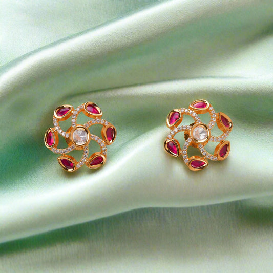 Kundan Classic Tops With Gold Plating -RANI PINK