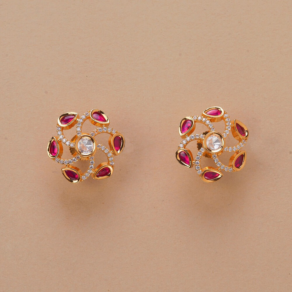 Kundan Classic Tops With Gold Plating -RANI PINK