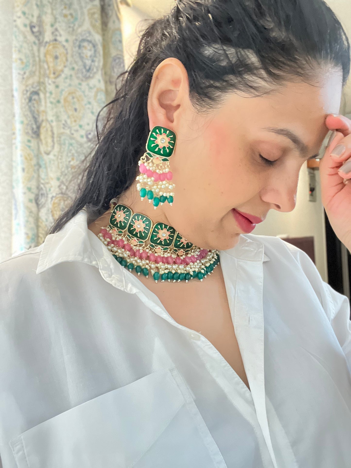 Amara- Indo Western Meenakari Necklace