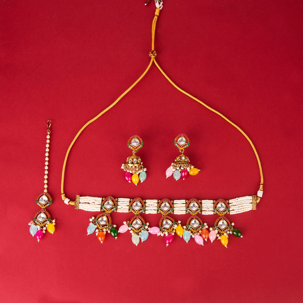 NOOR INDO WESTERN CHOKER-MULTI