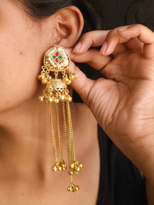 Kanika Kashmiri Earrings Pink & Green