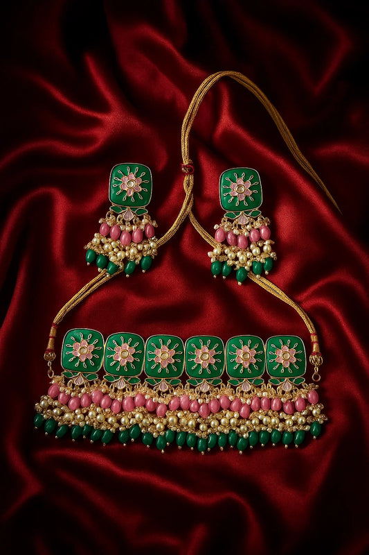 Amara- Indo Western Meenakari Necklace
