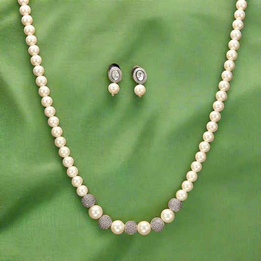 American Diamond Classic mala necklace With Rhodium Plating